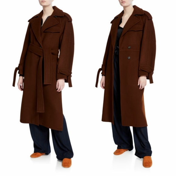 Vince Mahogany Wool Trench Coat - Picture 5 of 9